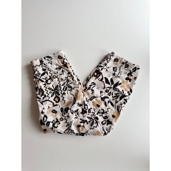 ANTHROPOLOGIE Floral Printed Cotton Corduroy Tapered Utility Pants, Size 2 - Picture 5 of 16